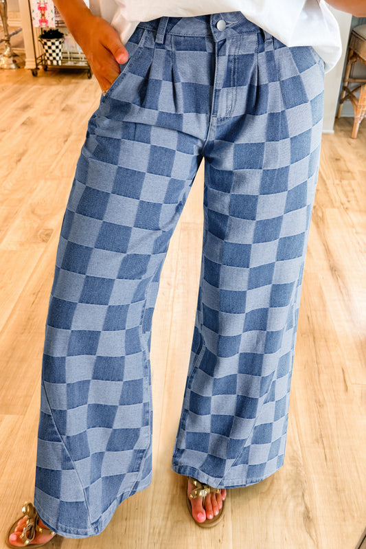 Checkered Denim Jean