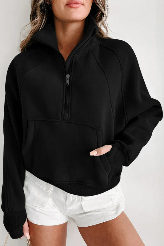 Black Half Zip Sweatshirt - sale
