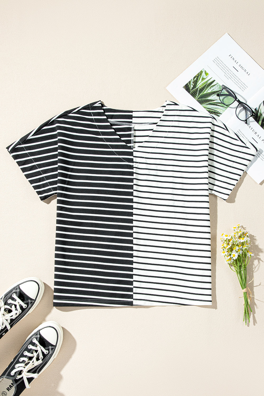 Black/White Stripe Top