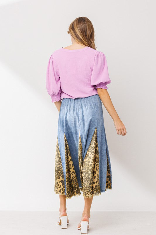 Leopard Denim Skirt