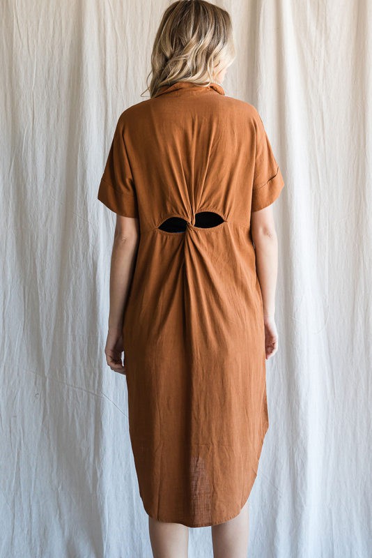 Caramel Linen Dress