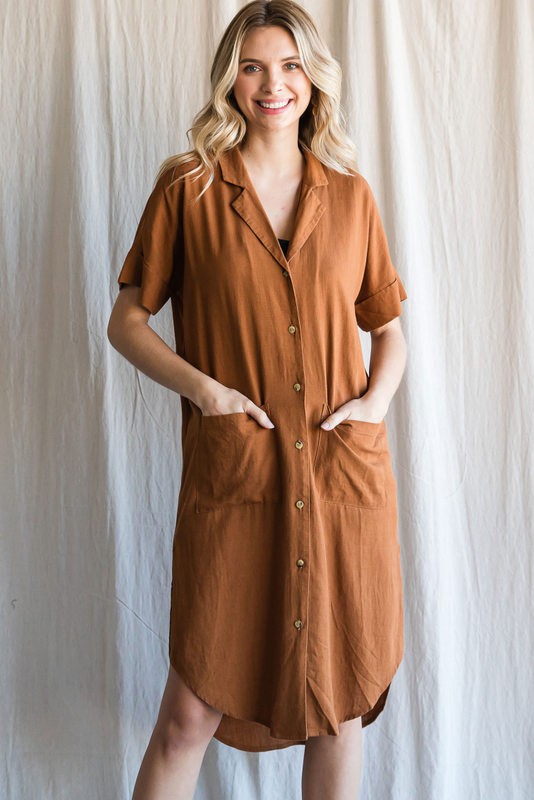 Caramel Linen Dress