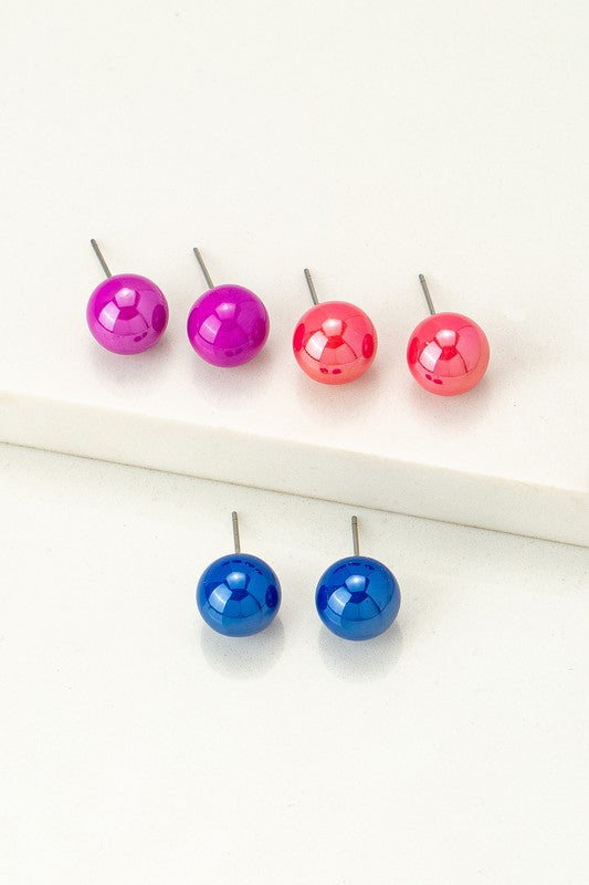 Color Ball Earring Trio