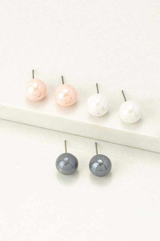 Color Ball Earring Trio