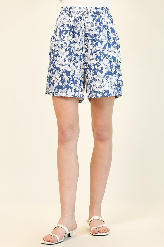 Blue Floral Shorts