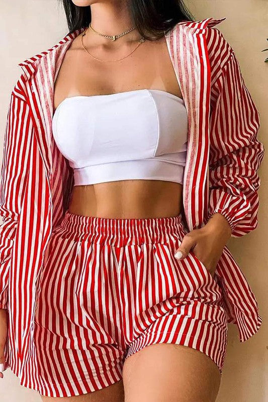 Red Striped Short SET sale