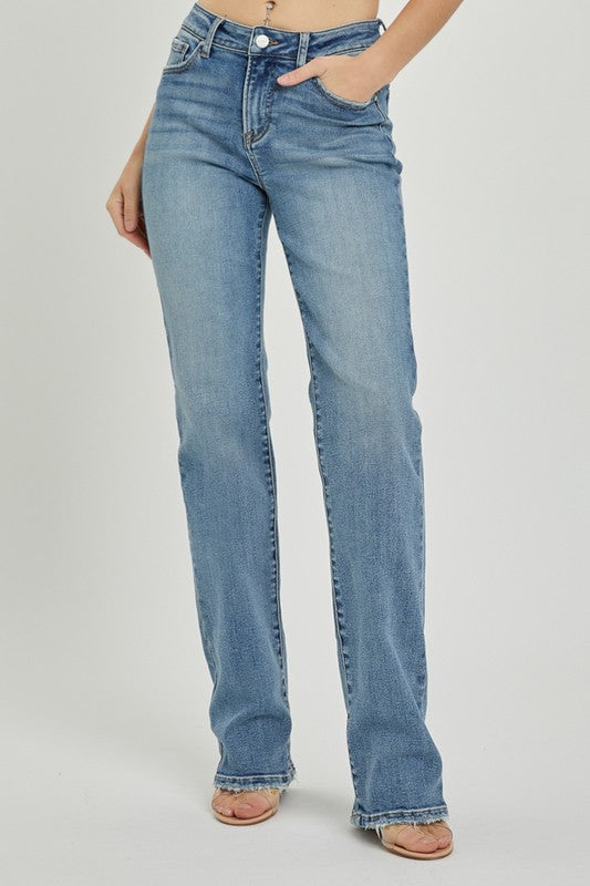 Mid Rise Long Straight Jean