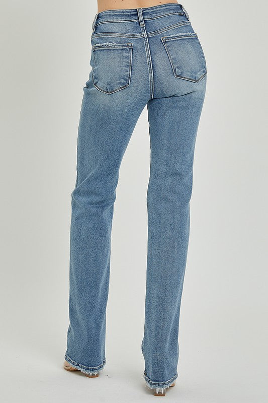 Mid Rise Long Straight Jean