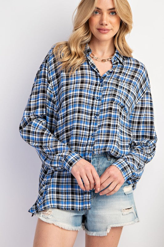 Slouchy Plaid Shirt sale