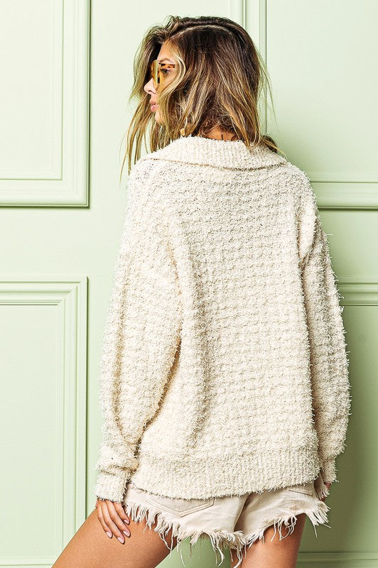 Fuzzy Collared Sweater