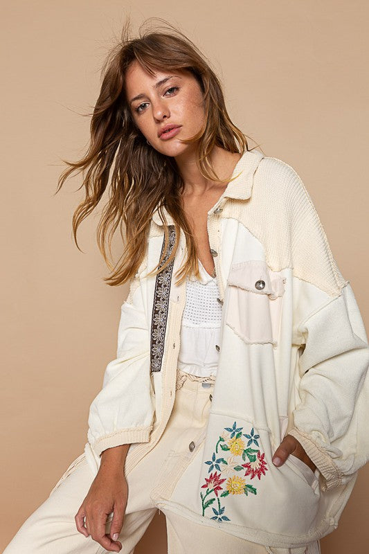 Cream Embroidery Jacket - sale