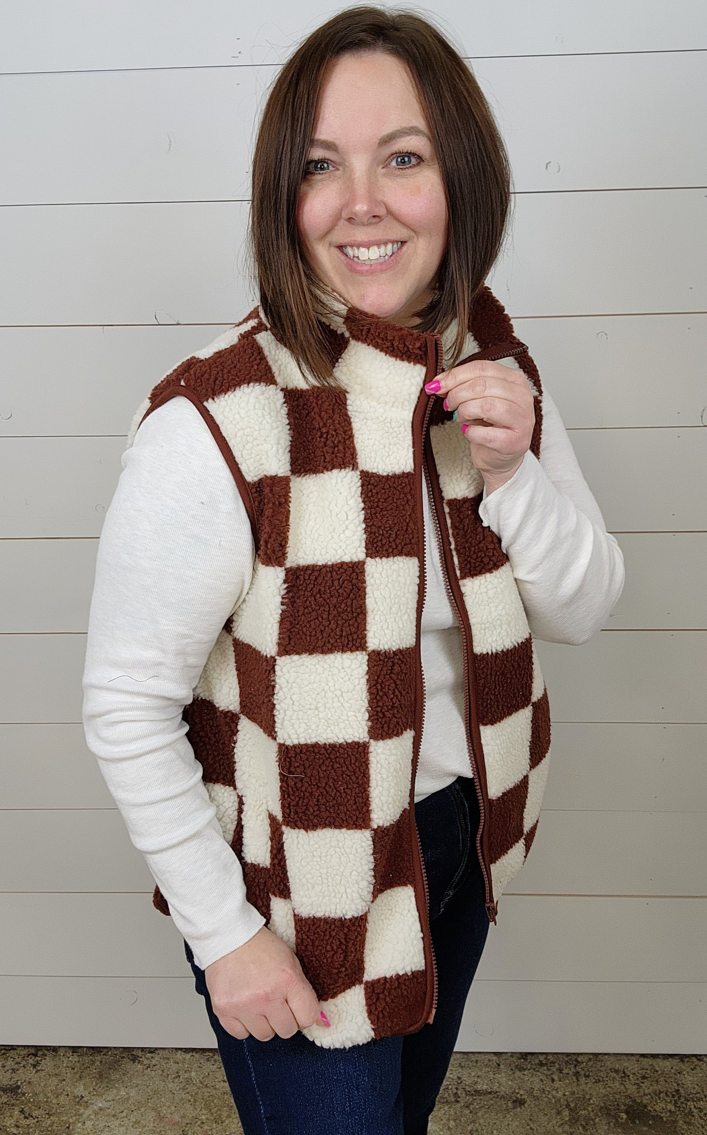 Checkered Brown Vest