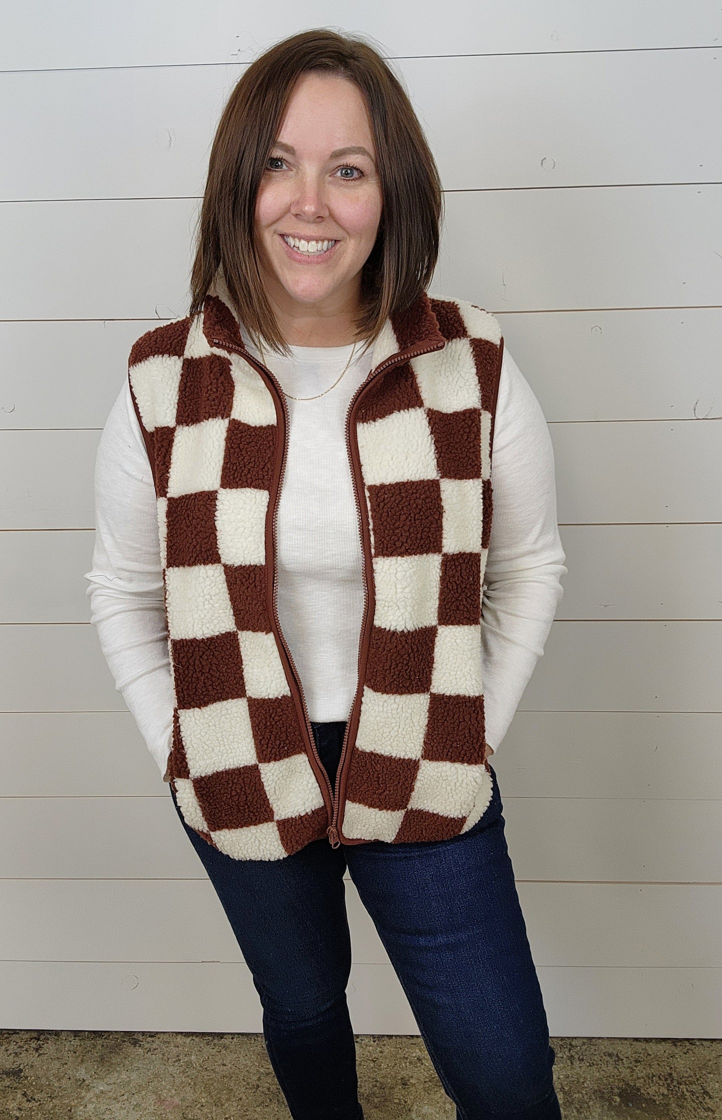 Checkered Brown Vest