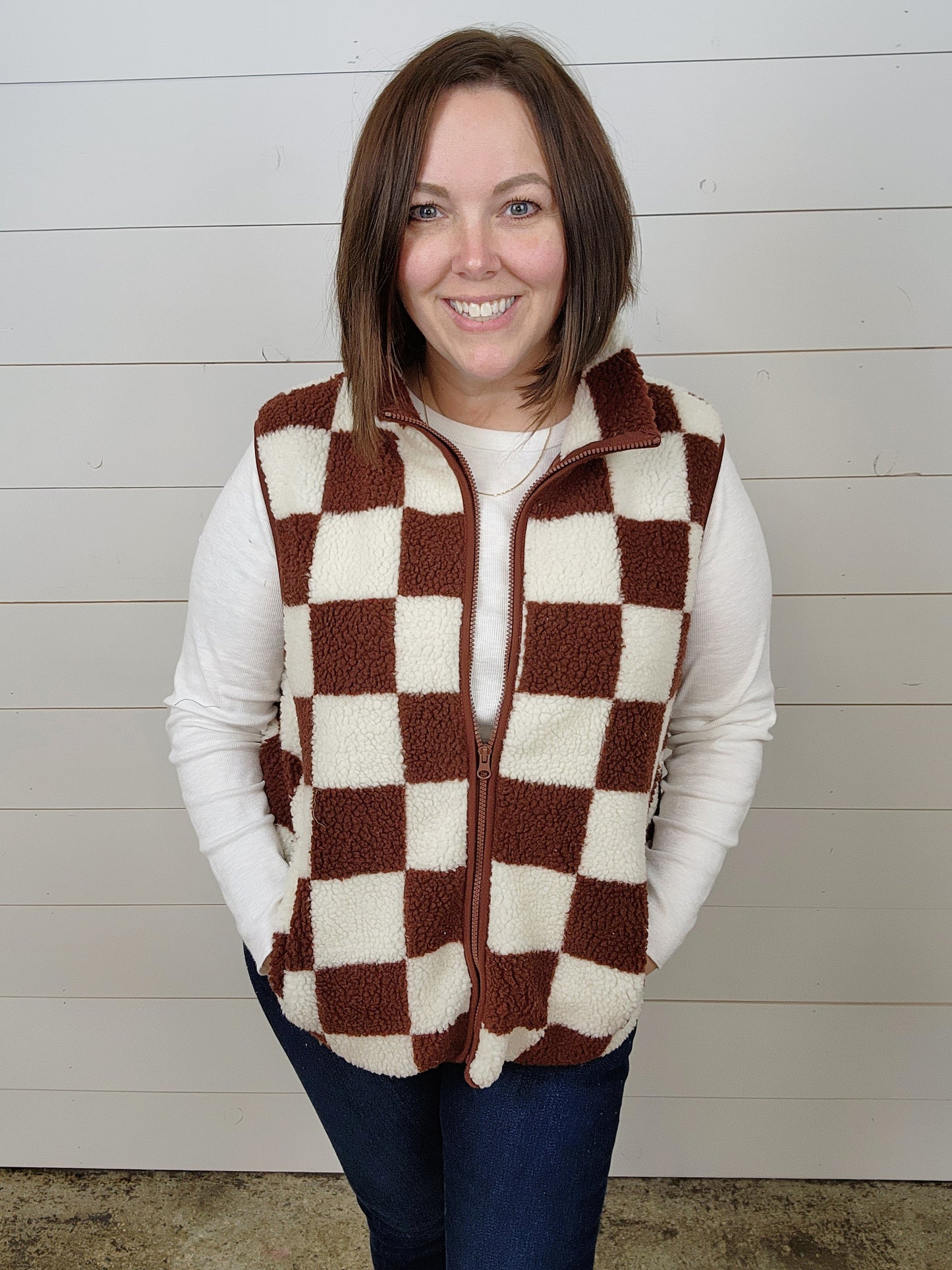 Checkered Brown Vest