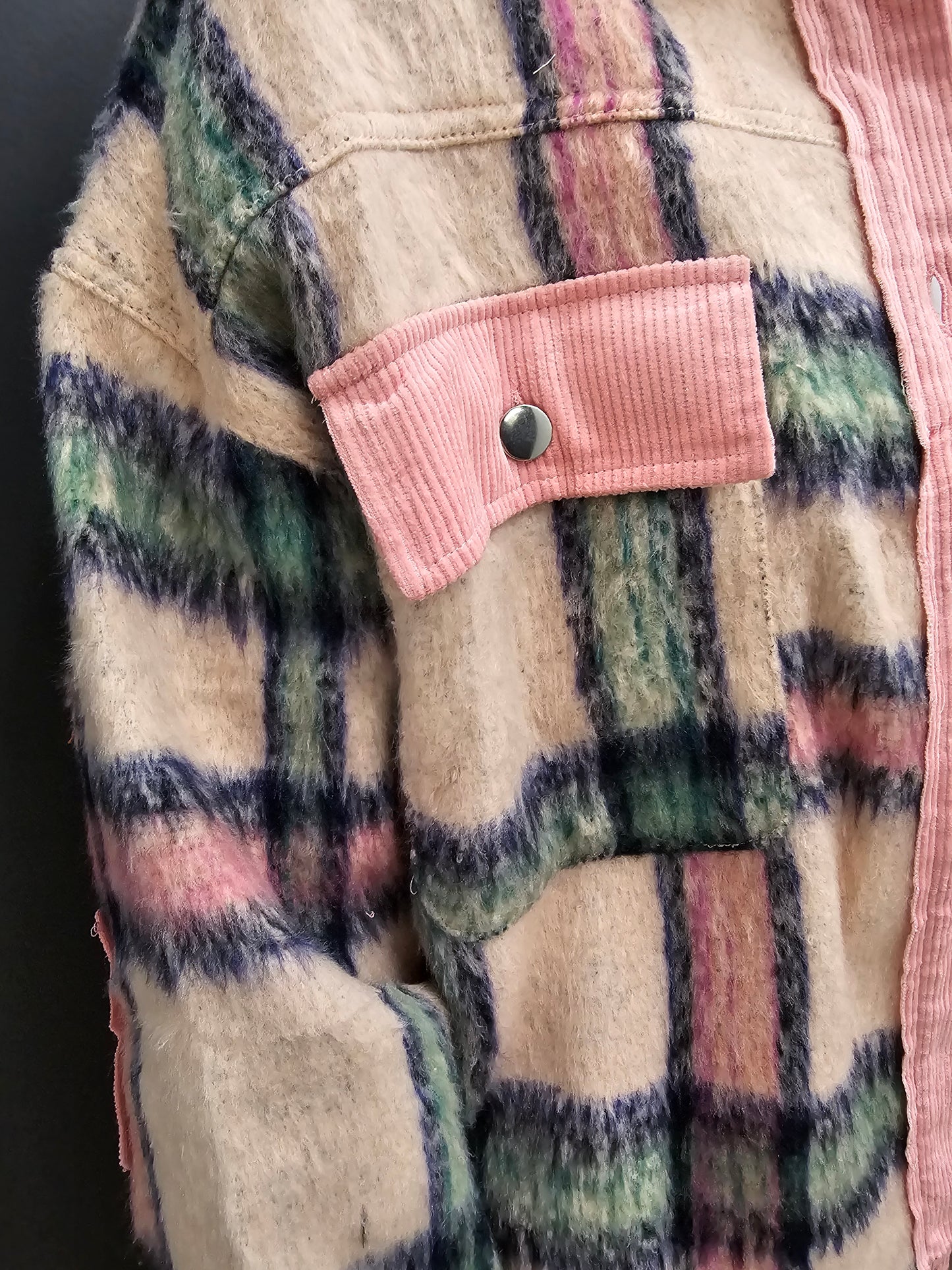 Pink Fuzzy Plaid Shacket