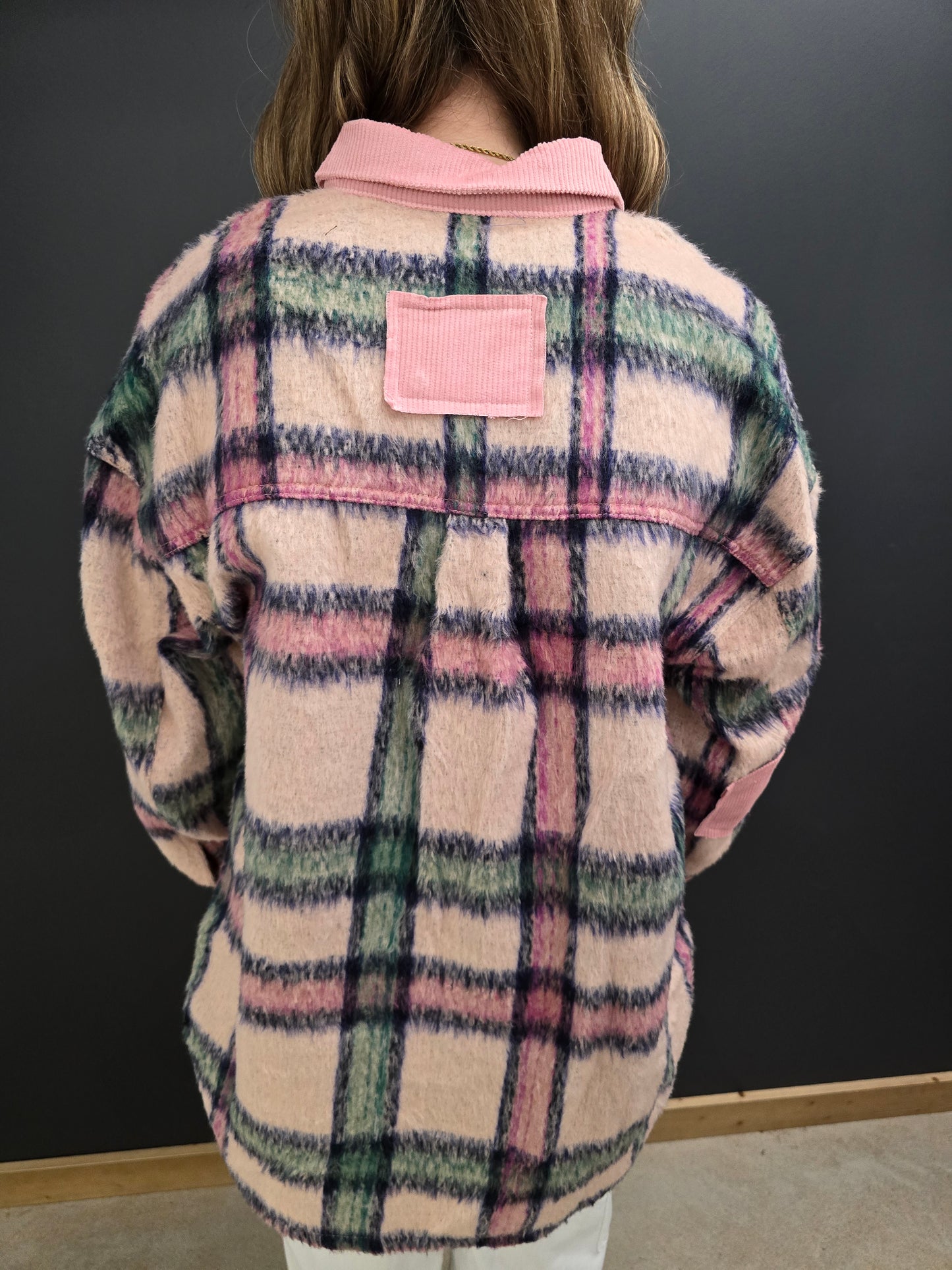 Pink Fuzzy Plaid Shacket