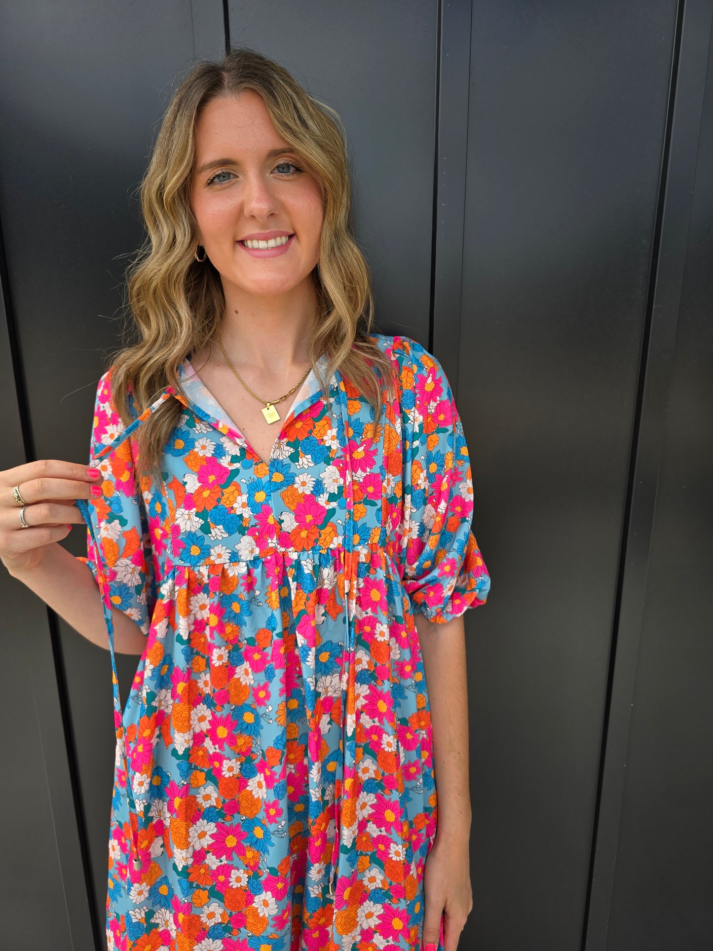 Sky Blue Floral Dress