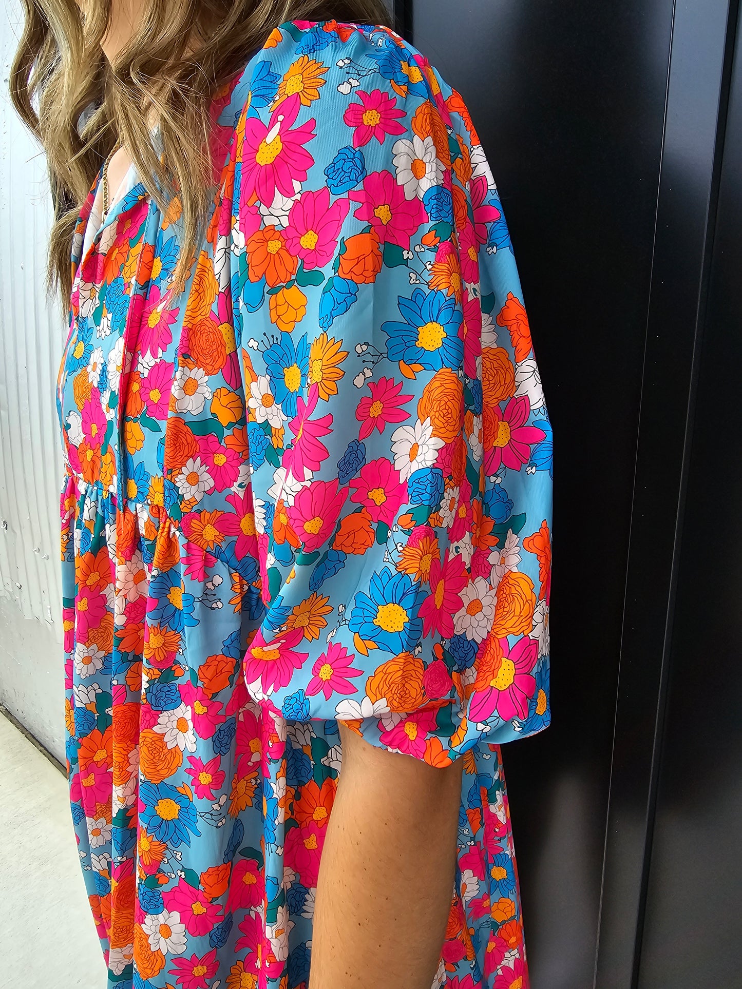 Sky Blue Floral Dress