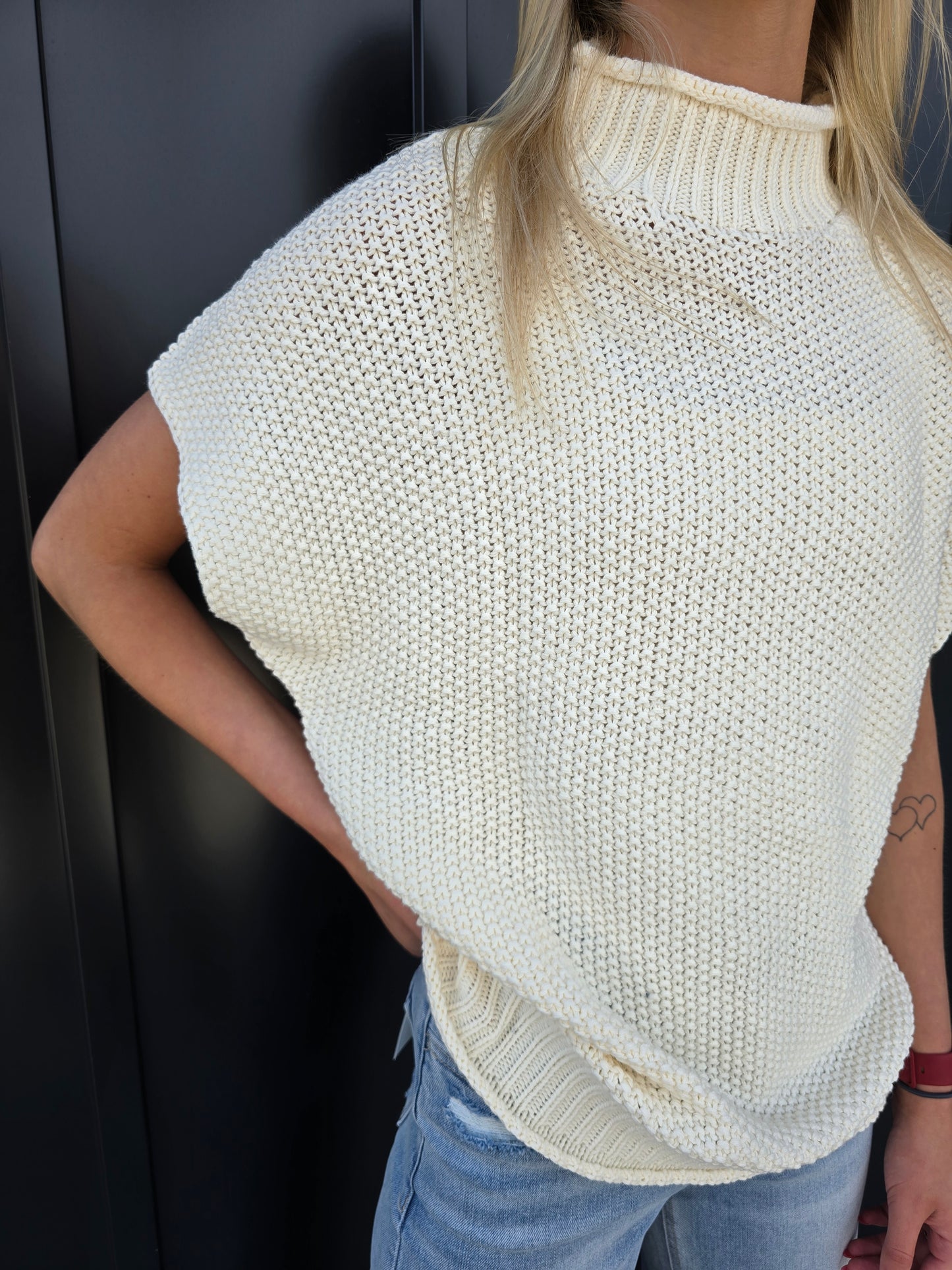 Beige Bat Sleeve Sweater - sale