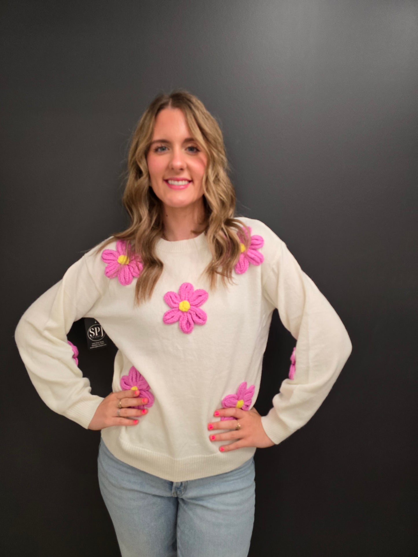 White Floral Sweater