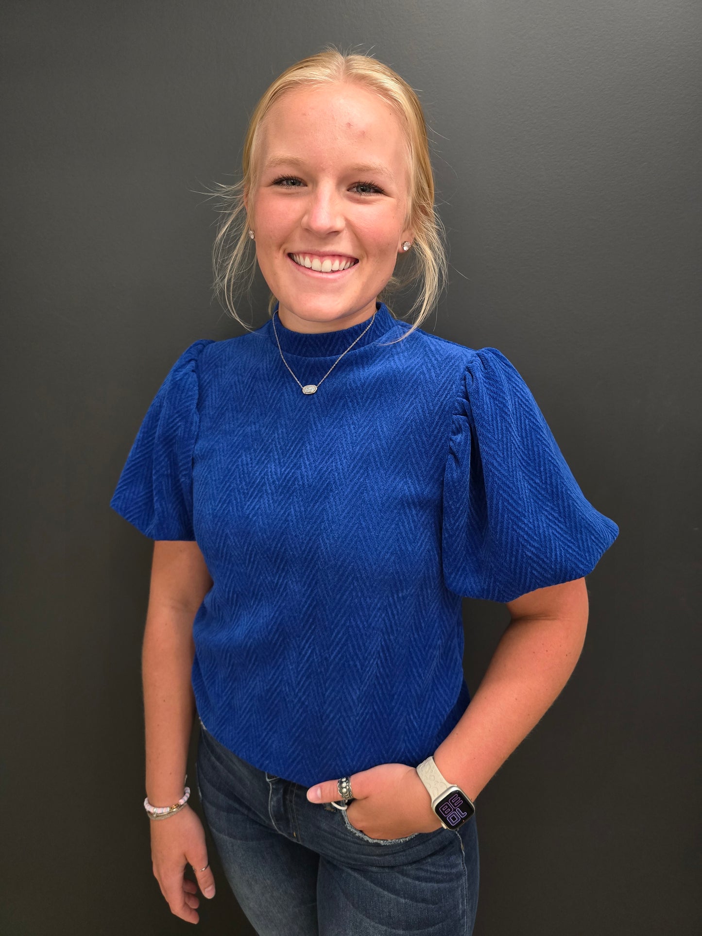 Textured Blue Blouse sale