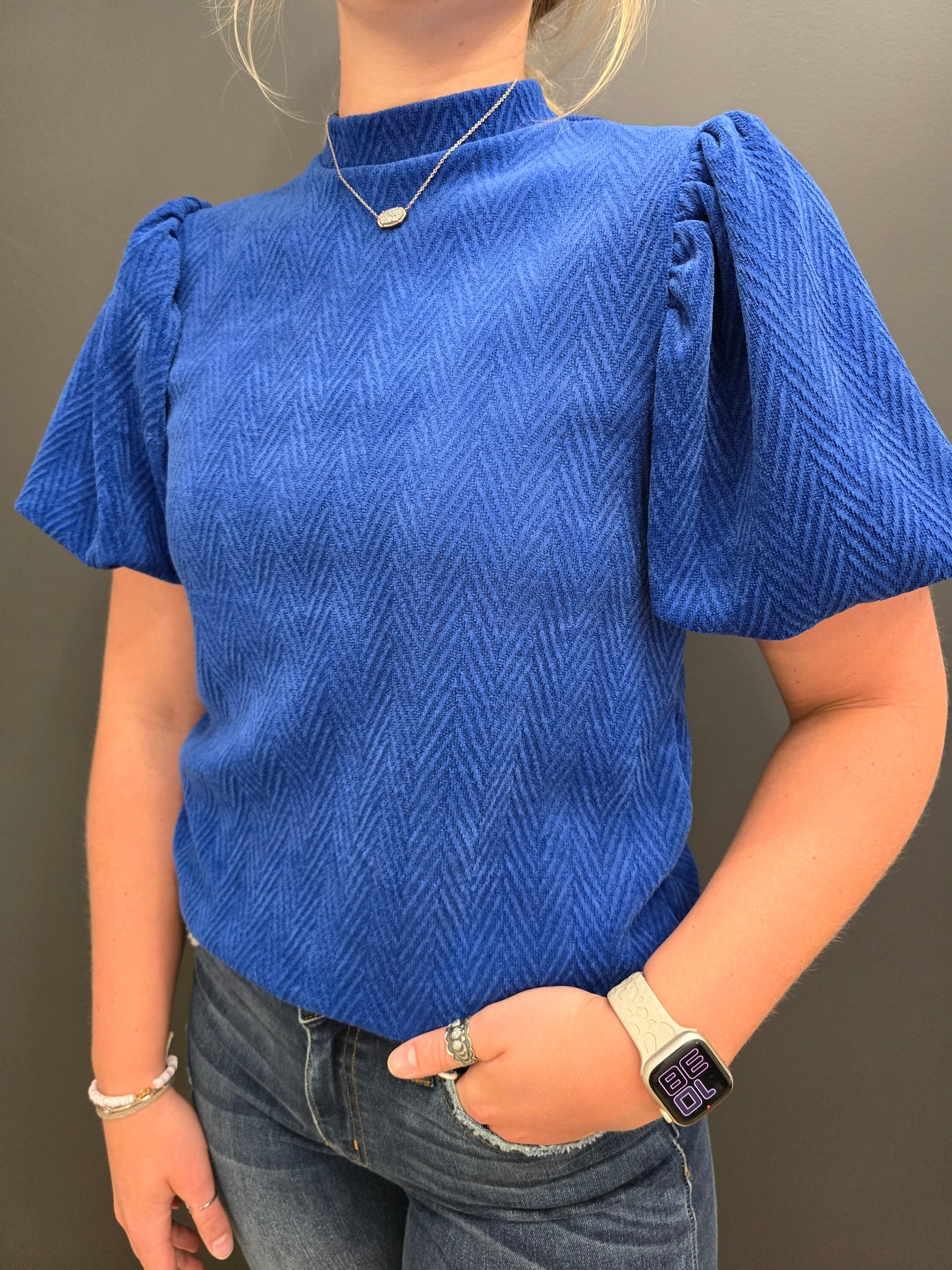 Textured Blue Blouse sale