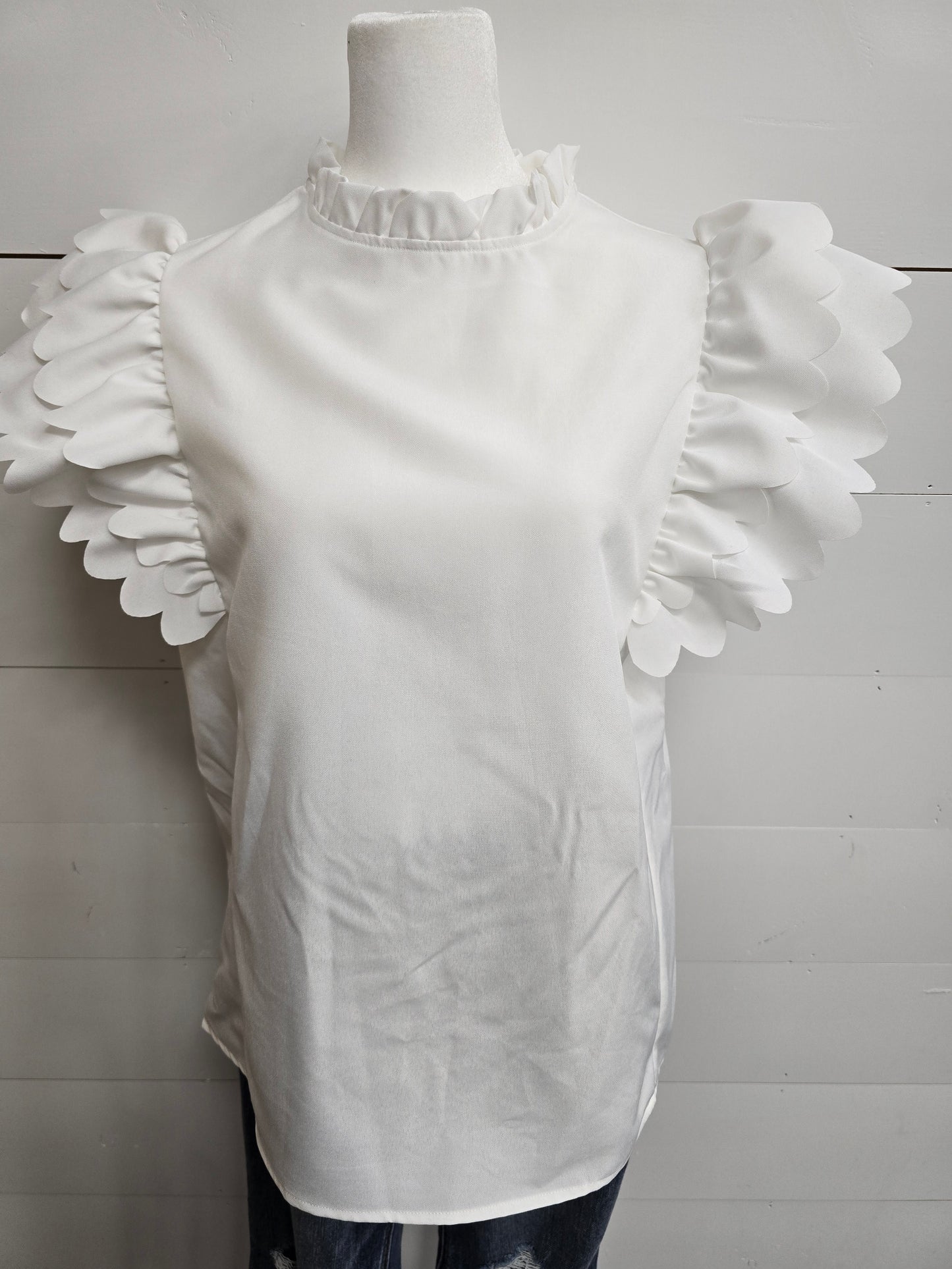 White Ruffle Blouse