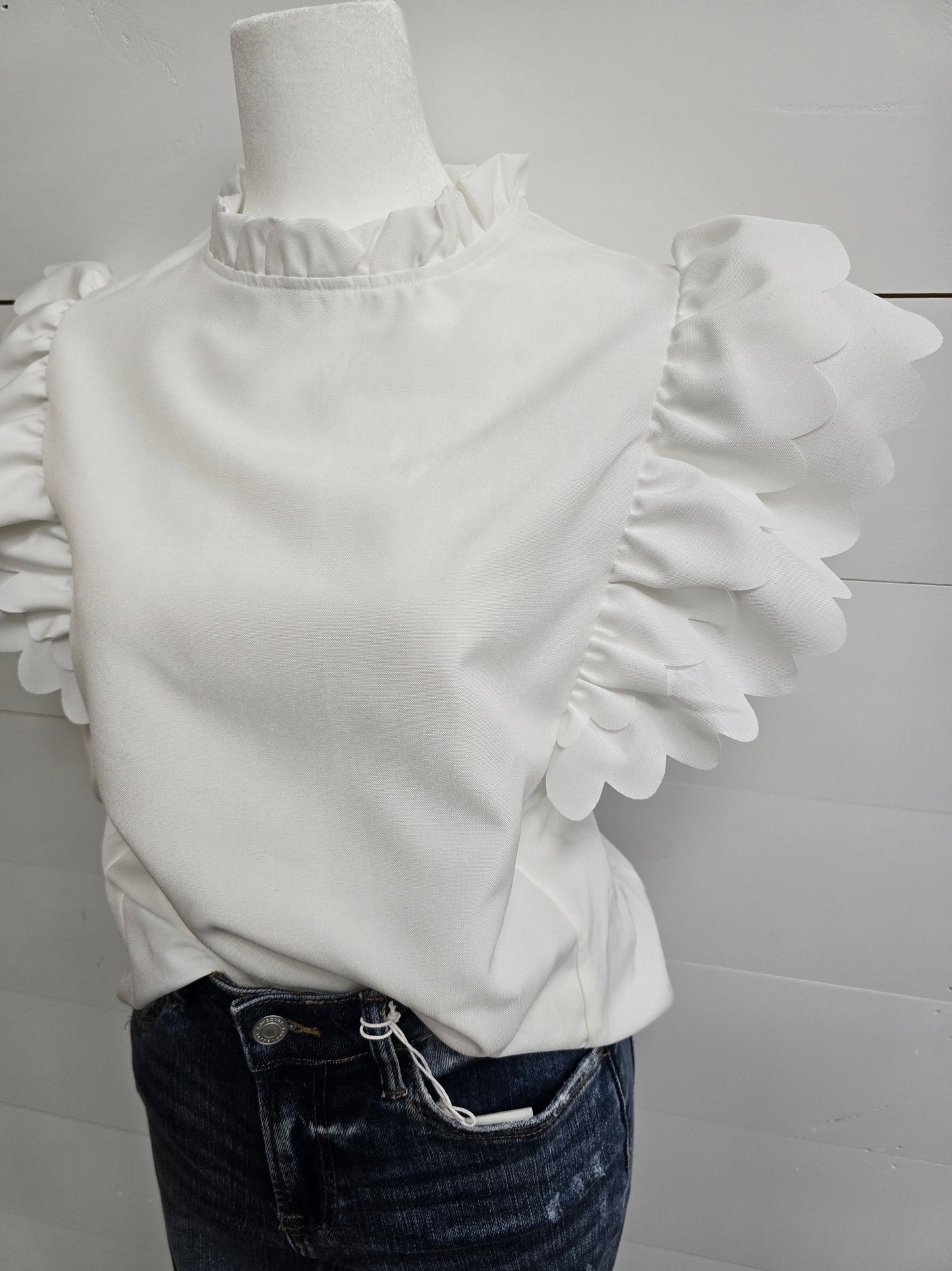 White Ruffle Blouse