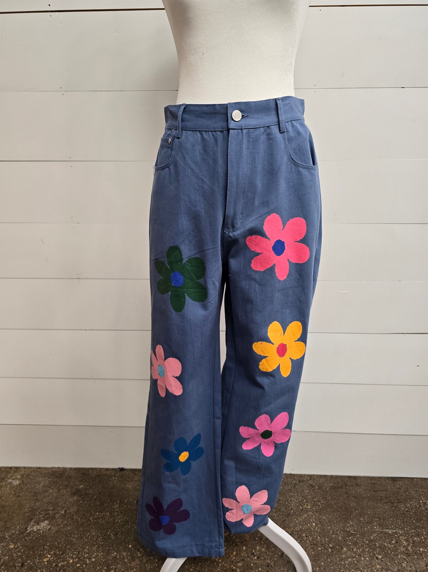 Flower Print Denim Jean