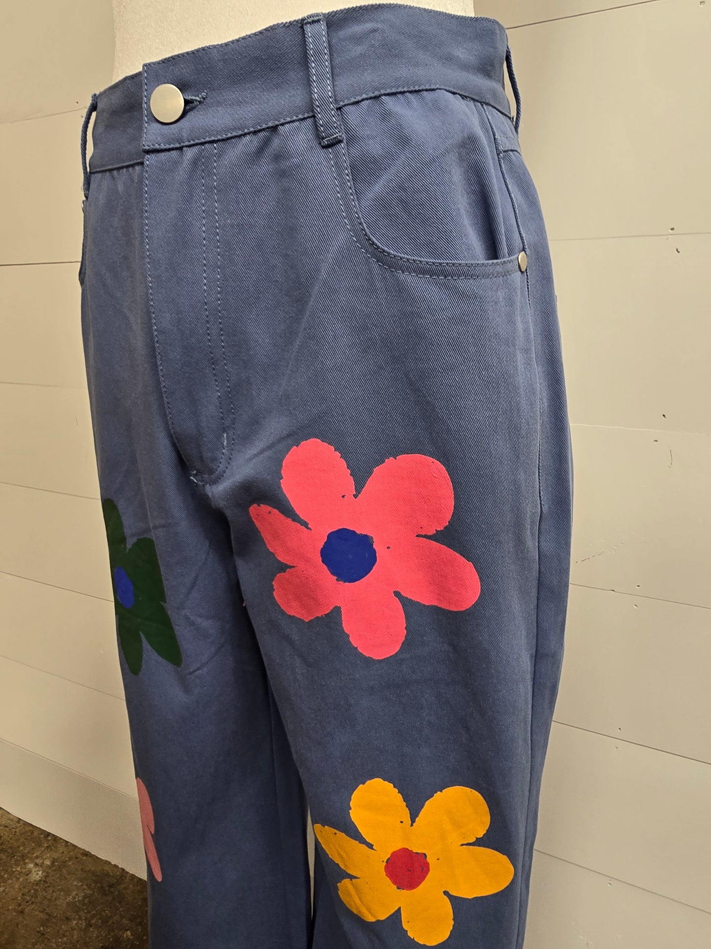 Flower Print Denim Jean