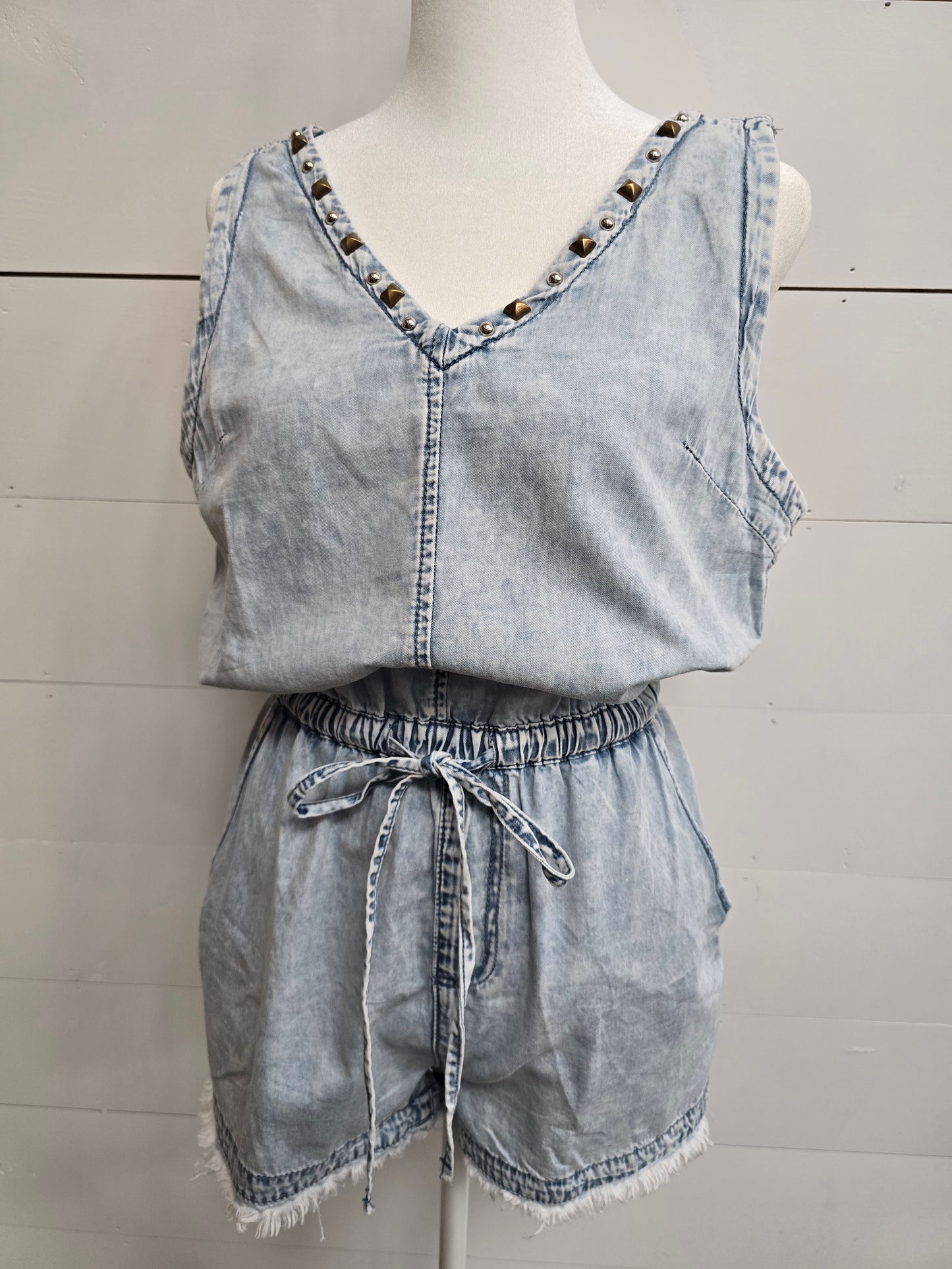 Denim Studded Romper