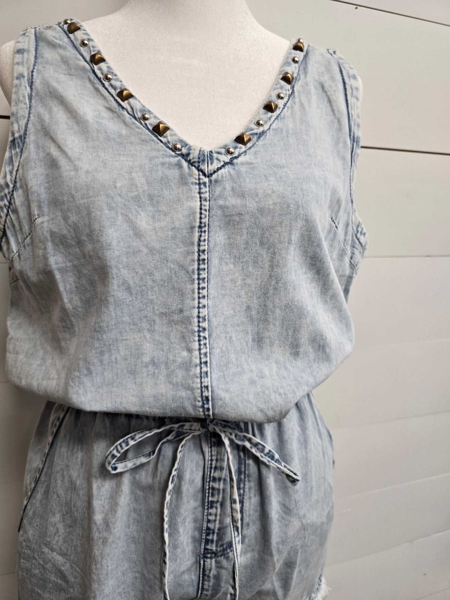 Denim Studded Romper