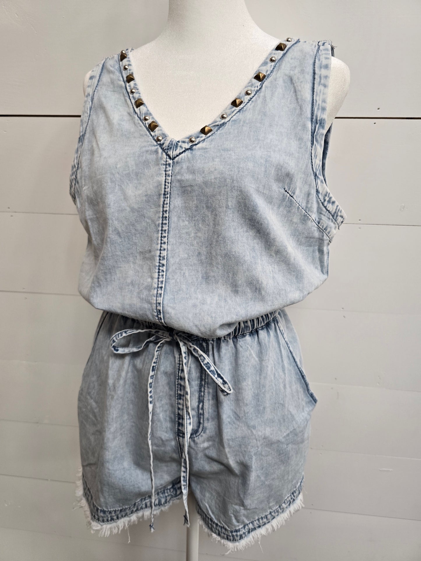 Denim Studded Romper