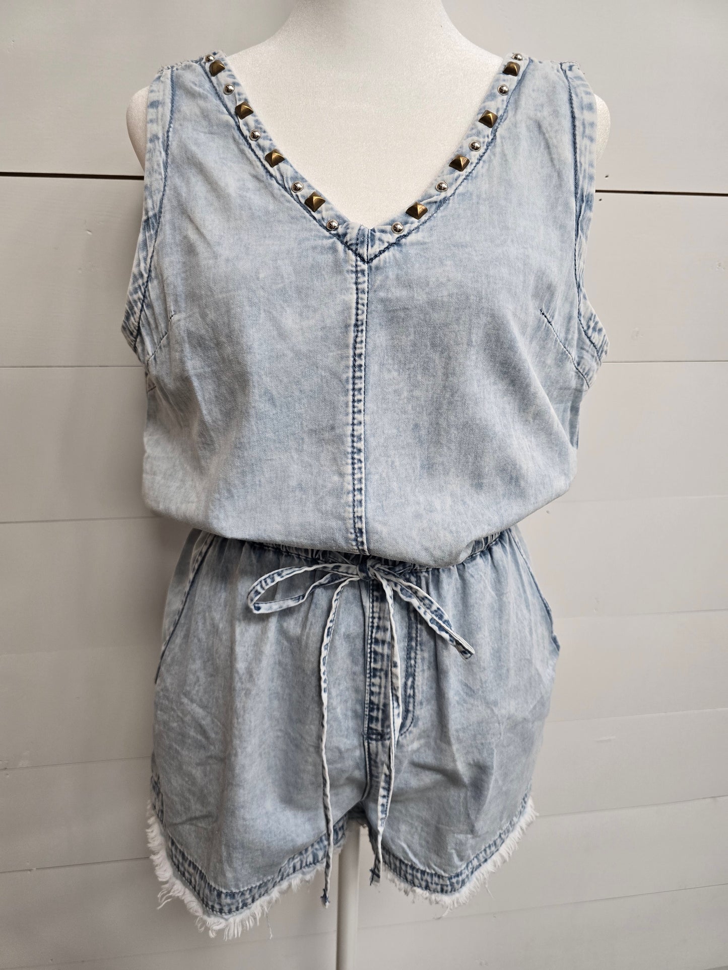 Denim Studded Romper