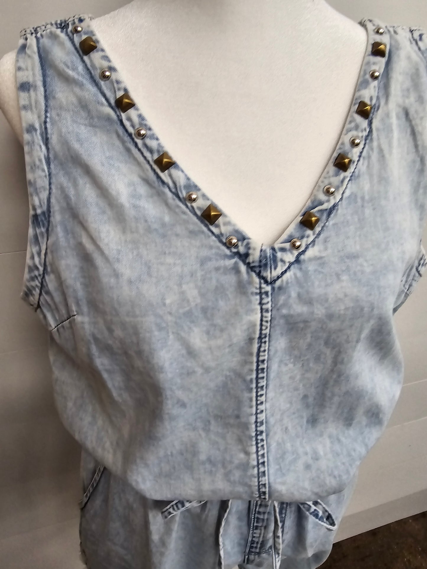 Denim Studded Romper