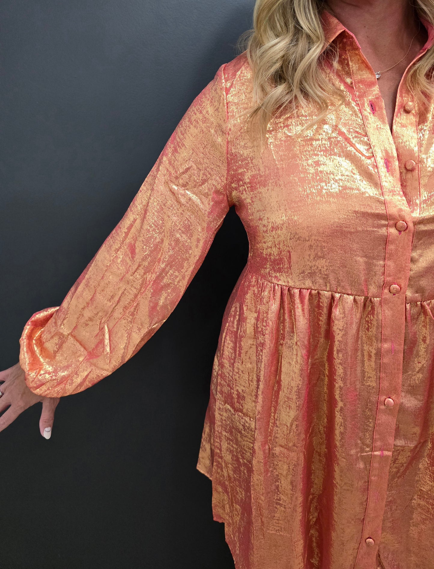 Peach Metallic Dress