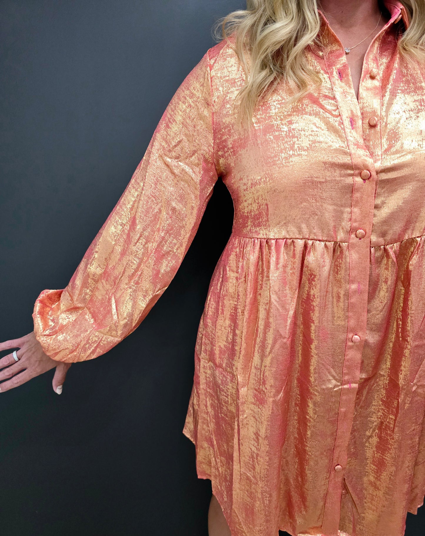 Peach Metallic Dress