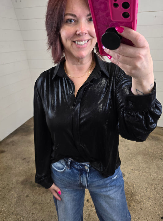 Metallic Black Blouse