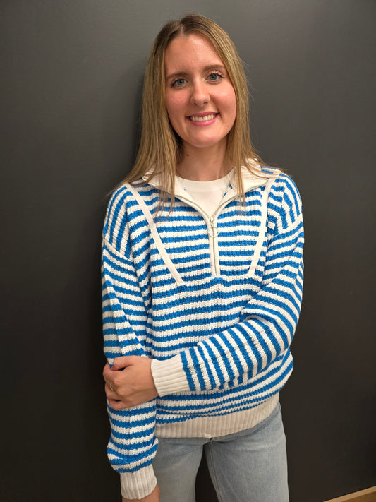 Stripe Half Zip Sweater