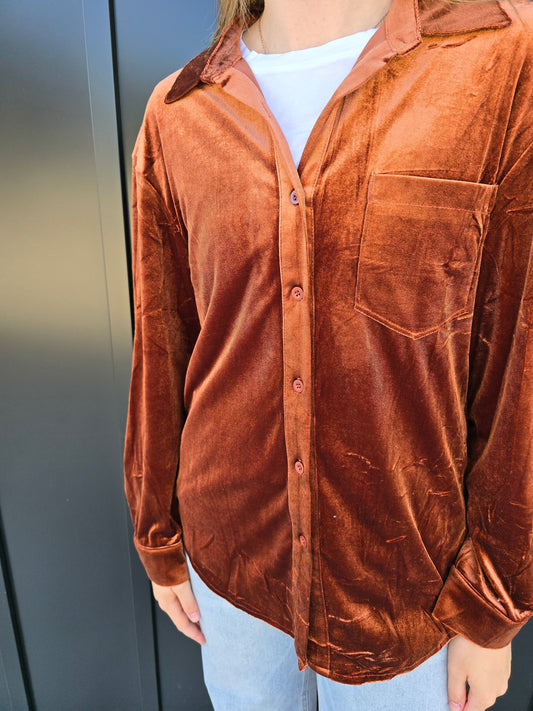 Chestnut Velvet Shirt - sale