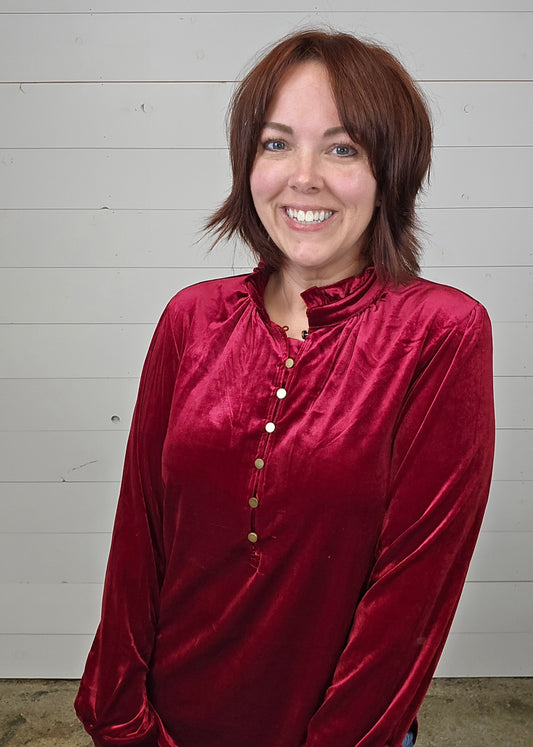 Burgundy Velvet Blouse