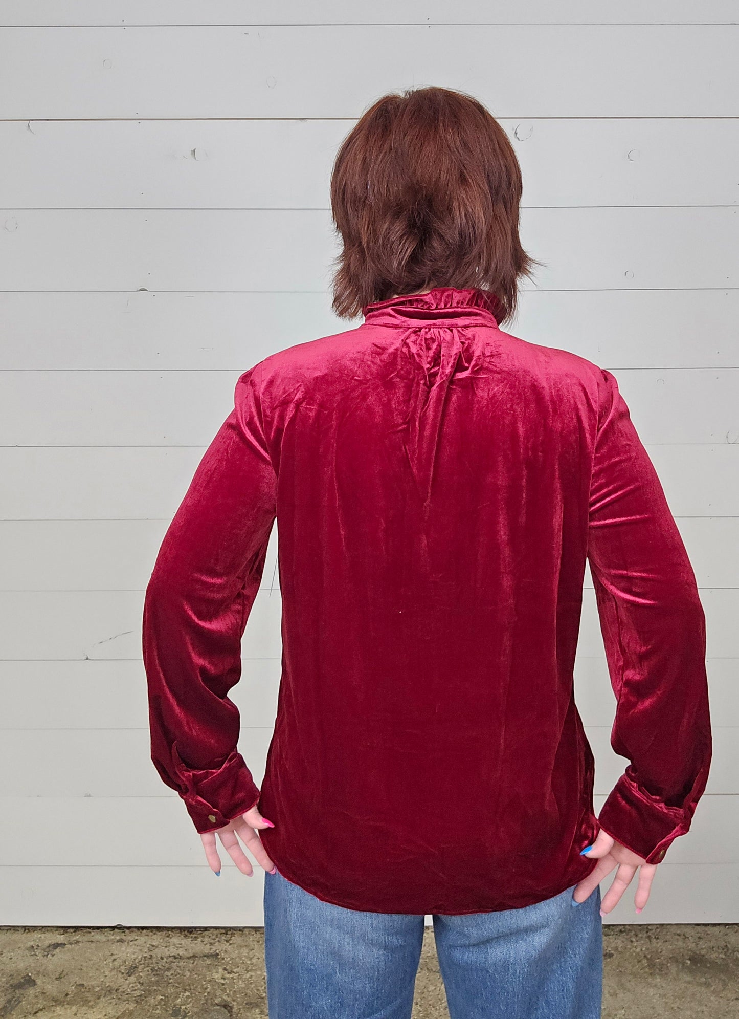 Burgundy Velvet Blouse