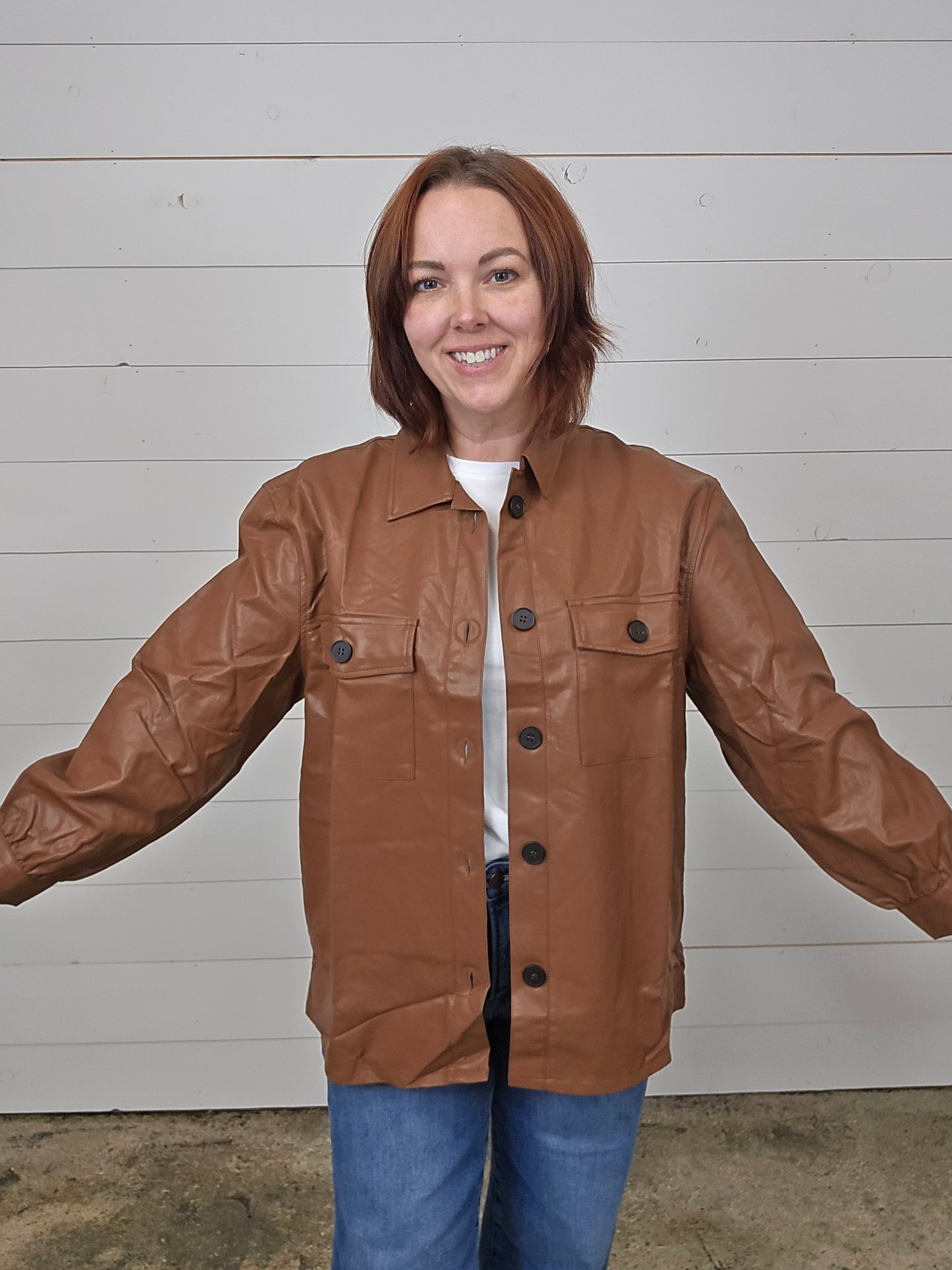 Faux Leather Shacket - sale