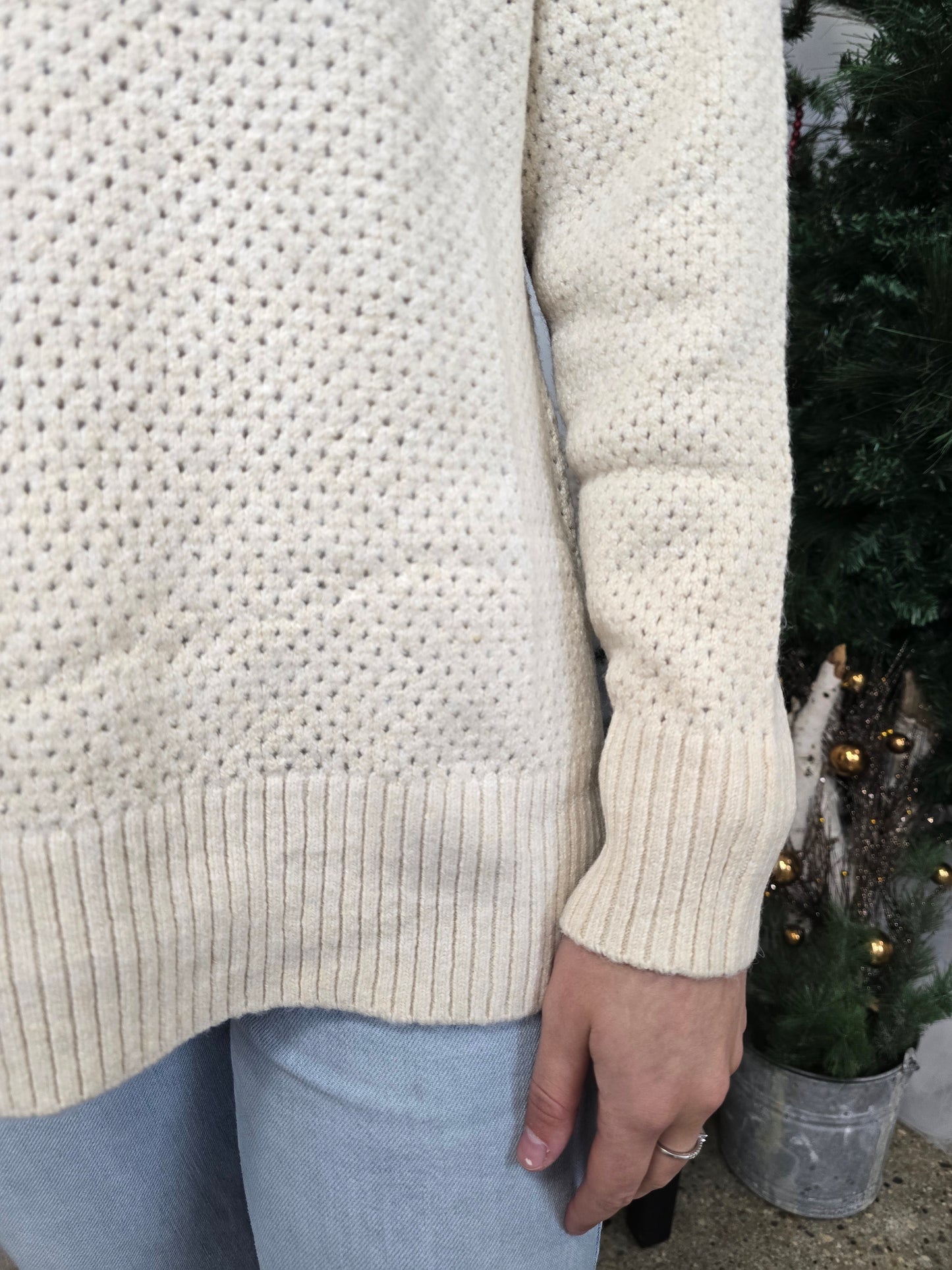 Beige Eyelet Sweater