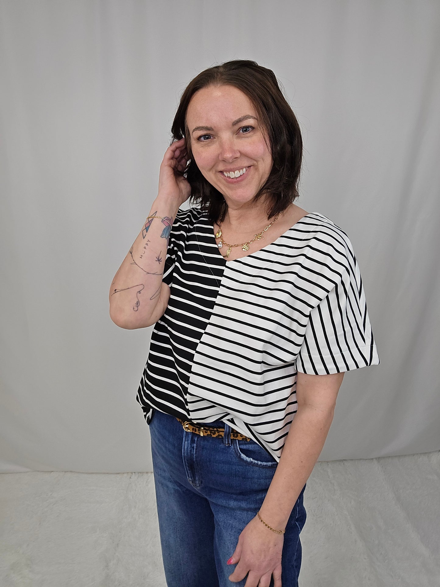 Black/White Stripe Top