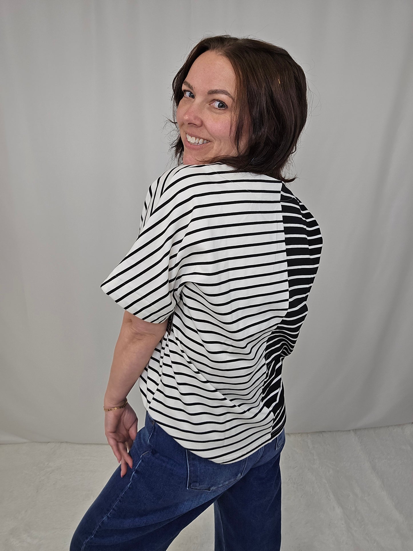 Black/White Stripe Top