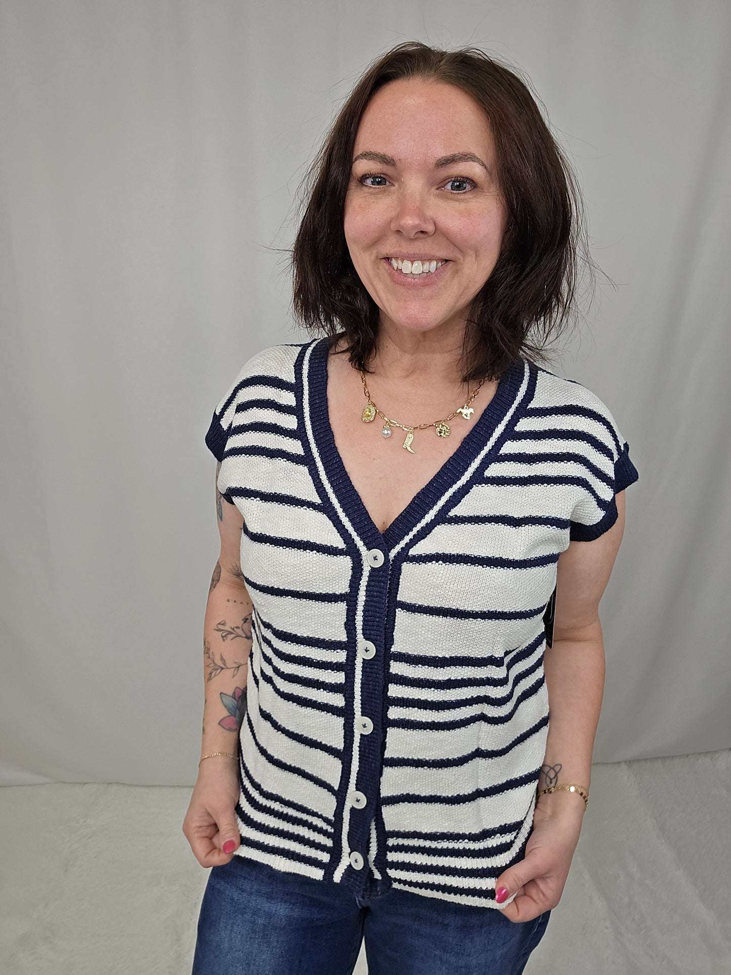 Navy Stripe Vest