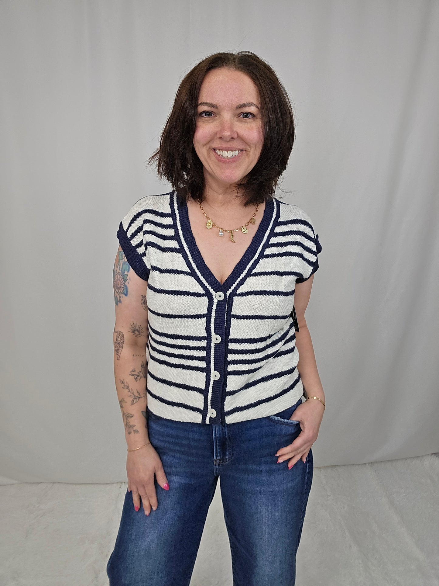 Navy Stripe Vest