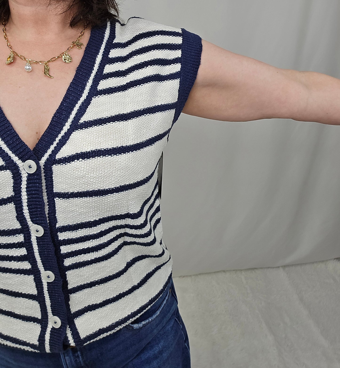 Navy Stripe Vest