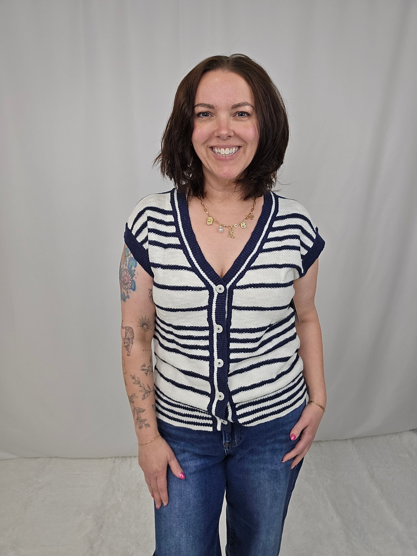 Navy Stripe Vest